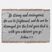 聖書の詩のプリントをインスパイアジョシュアの1:9 スローブランケット (正面)