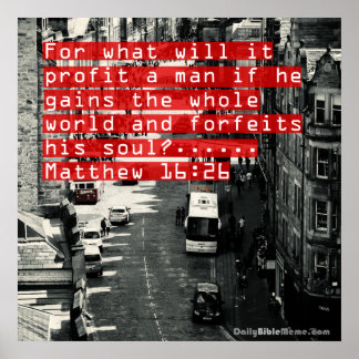 聖書の詩のポスター – マタイ16:26 ポスター