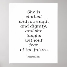 聖書の詩のポスター， Proverbs 31:25，クリスチャンの芸術 ポスター
