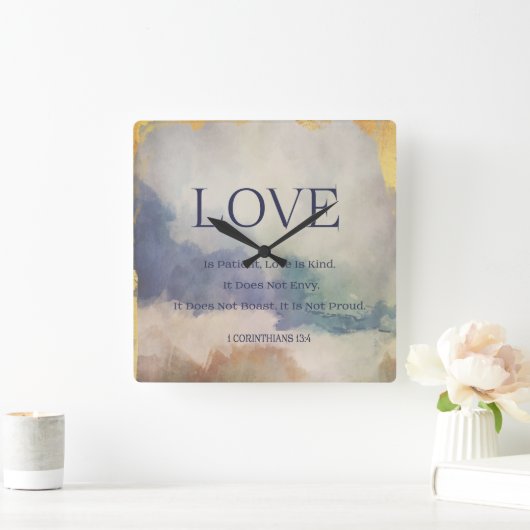 聖書の詩の四角い壁の時計 スクエア壁時計 (ホーム)