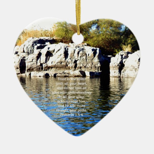 聖書の詩の引用文信頼の諺3:5-6 セラミックオーナメント (正面)