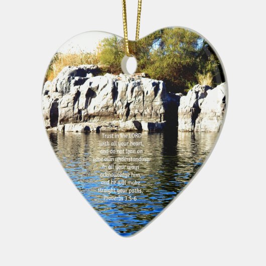 聖書の詩の引用文信頼の諺3:5-6 セラミックオーナメント (左)