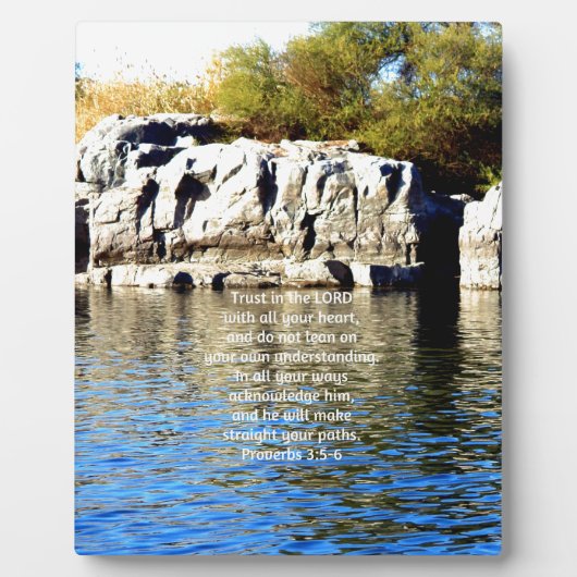 聖書の詩の引用文信頼の諺3:5-6 フォトプラーク (正面)