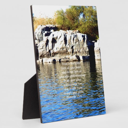 聖書の詩の引用文信頼の諺3:5-6 フォトプラーク (側面)