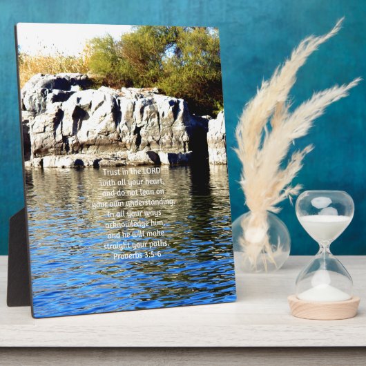 聖書の詩の引用文信頼の諺3:5-6 フォトプラーク (側面)