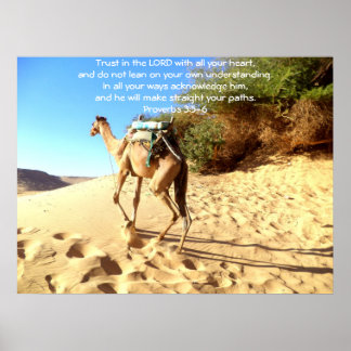 聖書の詩の引用文信頼の諺3:5-6 ポスター