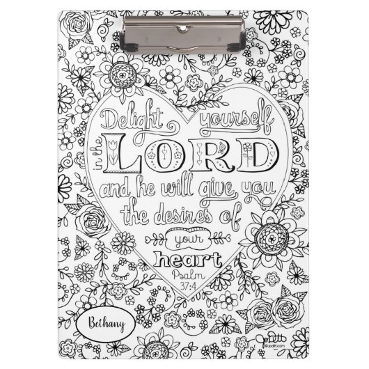 聖書の詩の手書きガーリー聖なる書物、 経典フローラ クリップボード (正面)