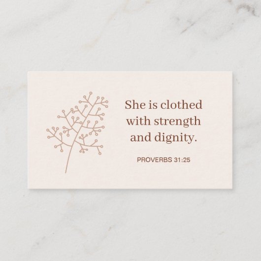 聖書の詩の箴言31:25フローラ女クリスチャン 名刺 (裏面)