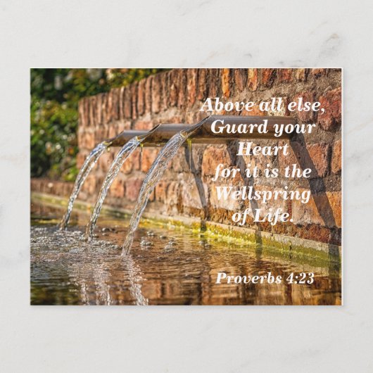 聖書の詩の箴言4:23あなたのハートを守る ポストカード (正面)
