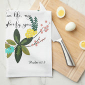 聖書の詩の芸術-賛美歌の63:3 キッチンタオル (四つ折り)