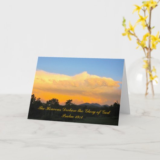 聖書の詩の賛美歌の19:1の日没の挨拶状 カード (黄色い花)