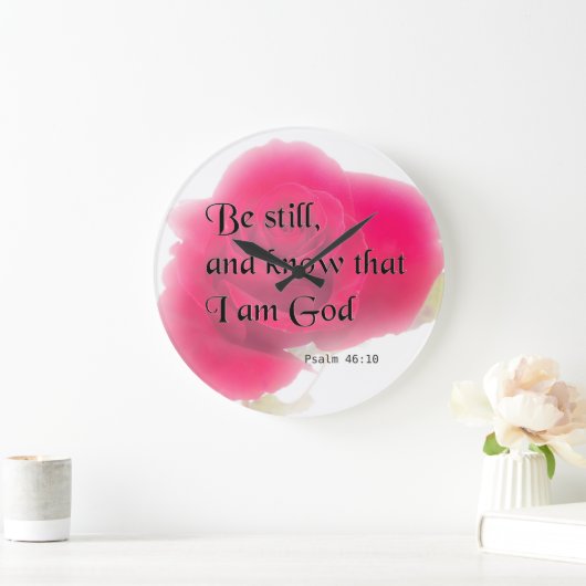 聖書の詩の賛美歌の46:10の花の柱時計 ラージ壁時計 (ホーム)