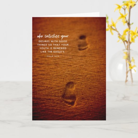 聖書の詩の足跡の砂の賛美歌の103:5 カード (黄色い花)