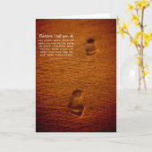 聖書の詩の足跡の砂のMatthewの6:25 カード (黄色い花)