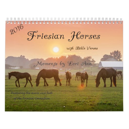 聖書の詩の2016年のFriesianの馬のカレンダー カレンダー (カバー)