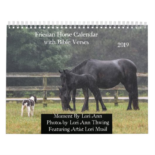 聖書の詩のFriesianの馬のカレンダー カレンダー (カバー)