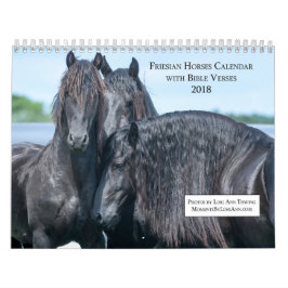 聖書の詩のFriesianの馬のカレンダー カレンダー