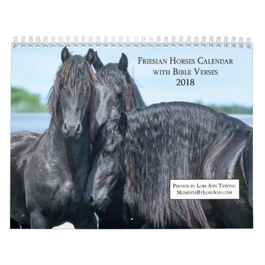 聖書の詩のFriesianの馬のカレンダー カレンダー (カバー)