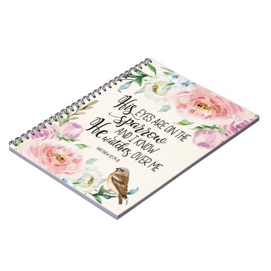 聖書の詩は「sparrowに彼の目あります ノートブック (左側)