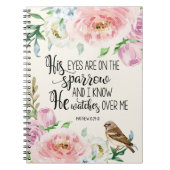 聖書の詩は「sparrowに彼の目あります ノートブック (正面)