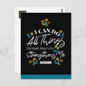 聖書の詩タイポグラフィフローラアートブラックver ポストカード (正面/裏面)