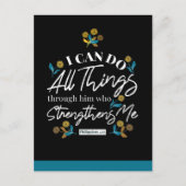 聖書の詩タイポグラフィフローラアートブラックver ポストカード (正面)