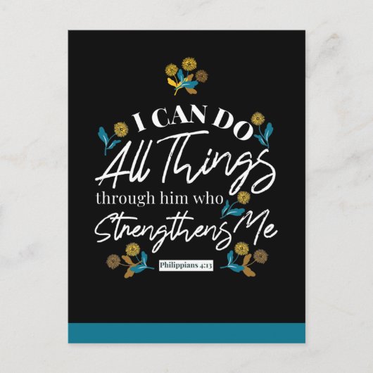 聖書の詩タイポグラフィフローラアートブラックver ポストカード (正面)