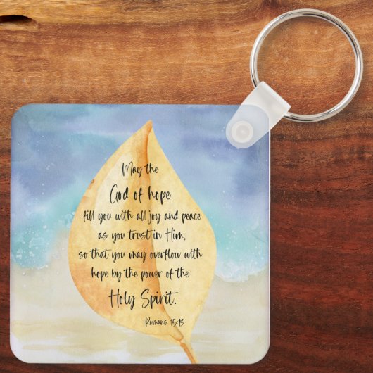 聖書の詩ローマ人イエローブルーキーチェーン キーホルダー (裏面)