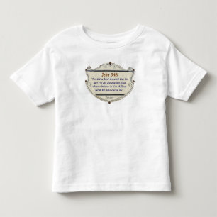 聖書の詩句 ヨハネ 3:16 シールド 幼児用Tシャツ トドラーTシャツ