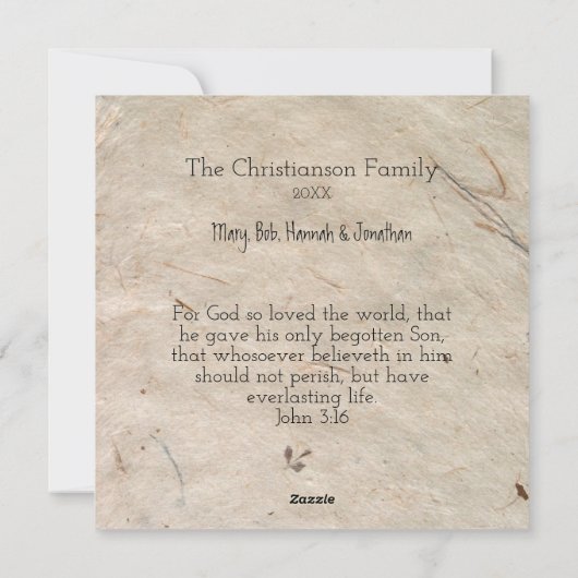 聖書の詩篇と共にクリスマスを祝う シーズンカード (裏面)