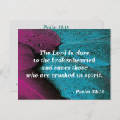聖書の詩篇34:18のポストカード 心の傷ついた人 ポストカード (正面/裏面)
