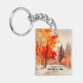 聖書の詩篇3:11 水彩画 秋のデザイン キーホルダー (正面左)