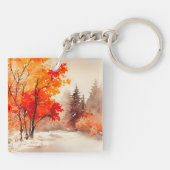 聖書の詩篇3:11 水彩画 秋のデザイン キーホルダー (裏面)