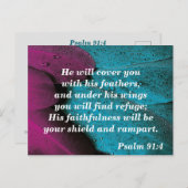 聖書の詩篇91:4のポストカード - 避難所 ポストカード (正面/裏面)