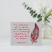 聖書の詩篇91:4 羽根のポストカード ポストカード (スタンド正面)