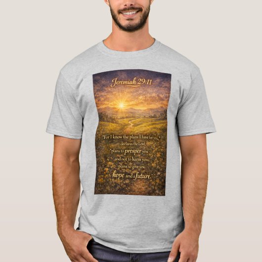 聖書の詩篇 エレミヤ書29:11 クリスチャン メンズ Tシャツ (正面)