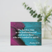 聖書の詩篇 ポストカード 詩篇34:18 心の痛む者 (スタンド正面)