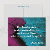 聖書の詩篇 ポストカード 詩篇34:18 心の痛む者 (正面/裏面)