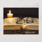 聖書の詩篇 1ペテロ3:15を覚えよう - キリストを主として心に定めなさい ポストカード (裏面)