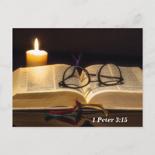 聖書の詩篇 1ペテロ3:15を覚えよう - キリストを主として心に定めなさい ポストカード (裏面)