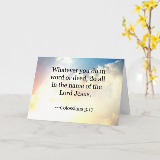 聖書の詩、コロサイ3-17、 カード (黄色い花)