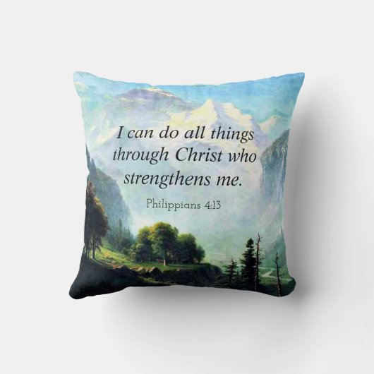 聖書の詩、フィル4:13、私は全てのことを行うことができる… クッション (裏面)