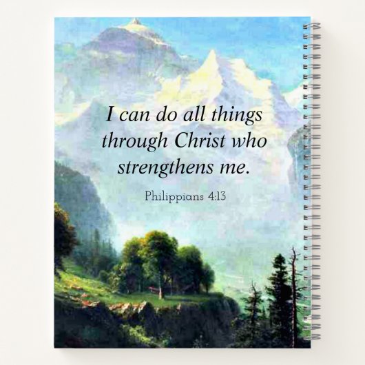 聖書の詩、フィル4:13、私は全てのことを行うことができる… ノートブック (裏面)