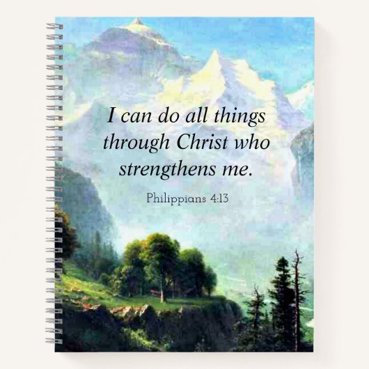 聖書の詩、フィル4:13、私は全てのことを行うことができる… ノートブック (正面)
