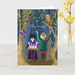 聖書の詩、フクロウ、蝶ストーリーブックアート カード