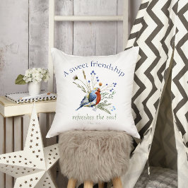 聖書の詩「甘い友情」水色の鳥 クッション