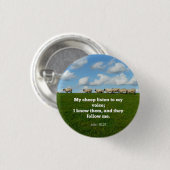 聖書の詩， John 10:27，羊， 缶バッジ (正面&裏面)