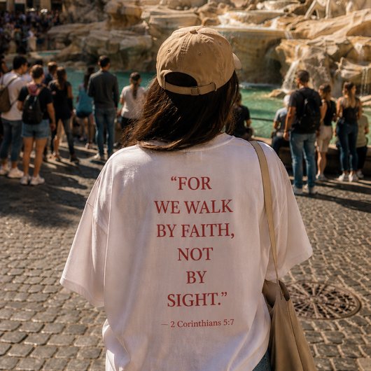 聖書の詩Tシャツ コリント人への第二の手紙 5:7 Tシャツ