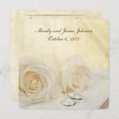 聖書の誓いの更新に白のバラ 招待状 (正面/裏面)