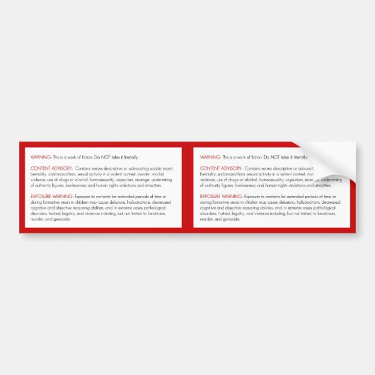 聖書の警告のステッカー バンパーステッカー (正面)